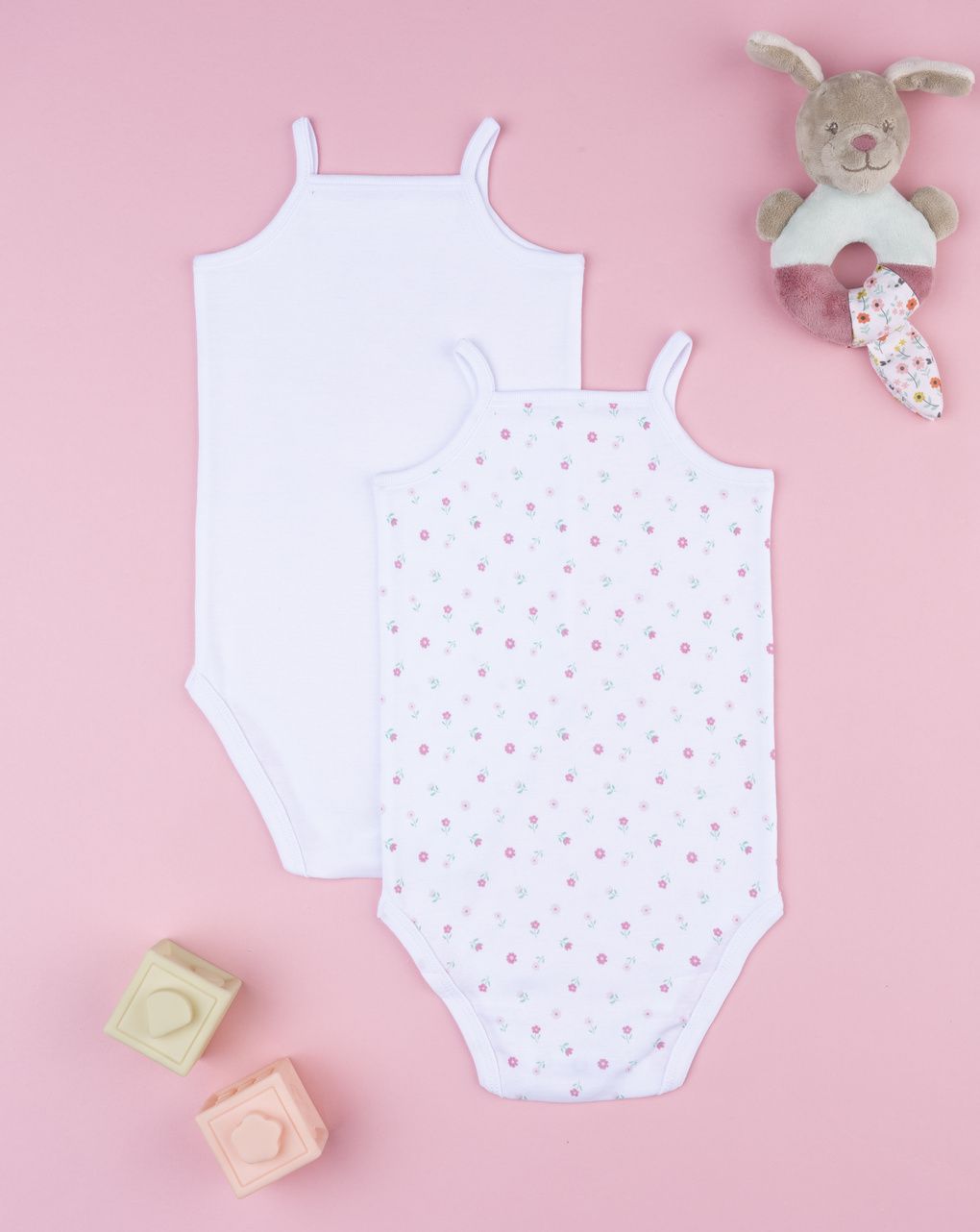 Pack 2 body bimba fiori spalla stretta