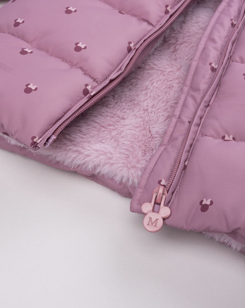 Piumino imbottito da bambina minnie rosa con pelliccetta