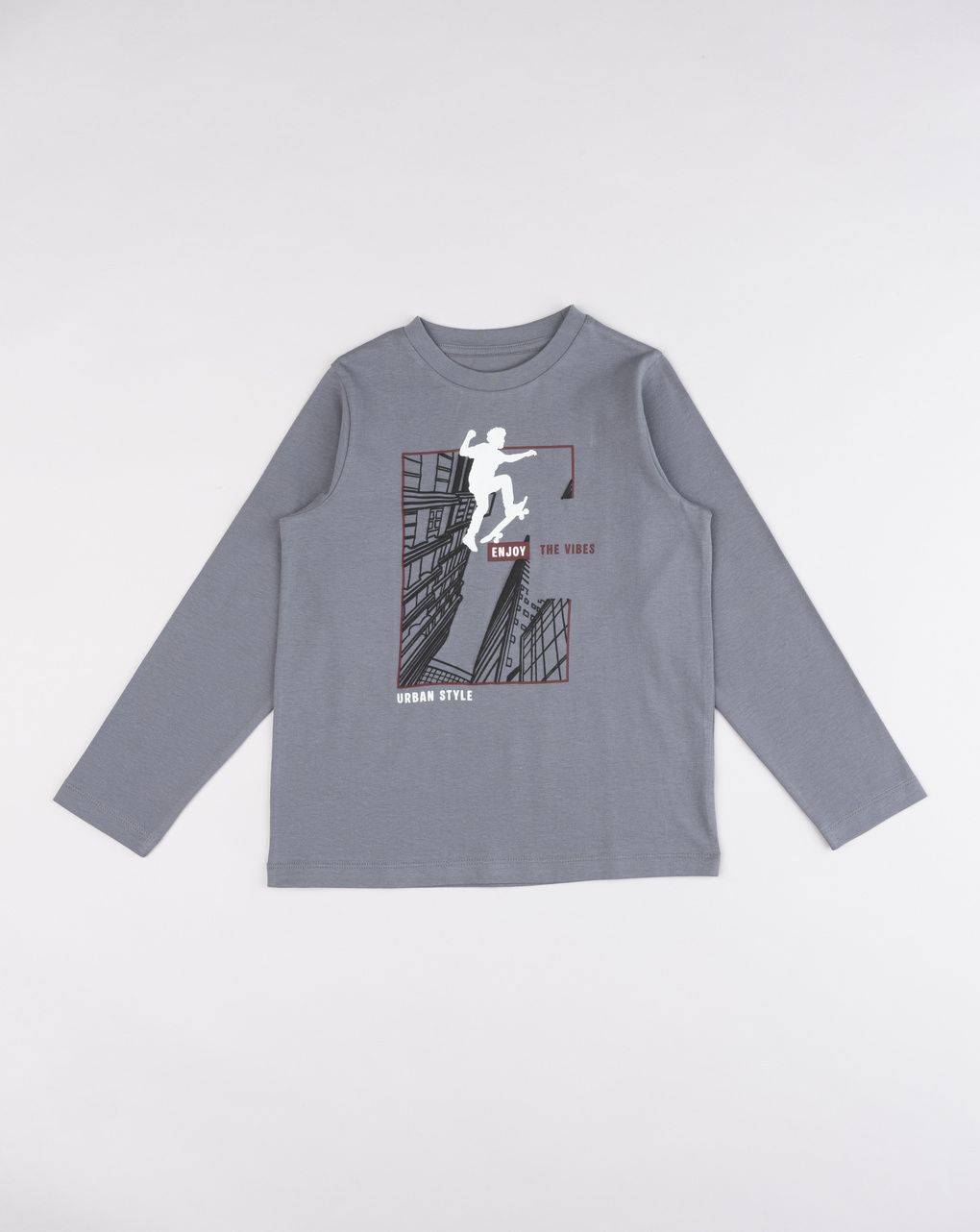 T-shirt manica lunga bimbo grigia stampata