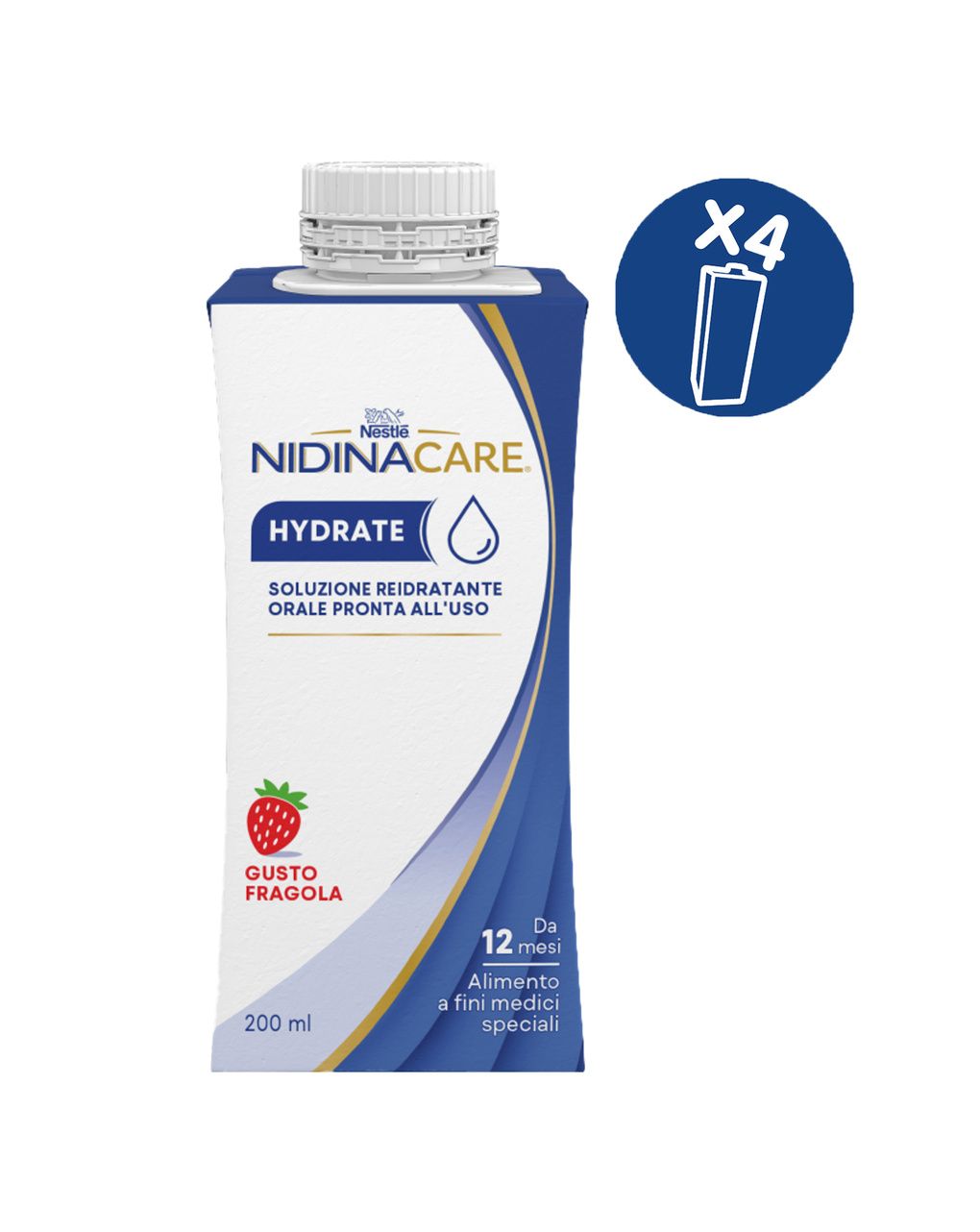 Nidinacare hydrate alimento a fini medici speciali, 4 brick da 200ml - nestle'