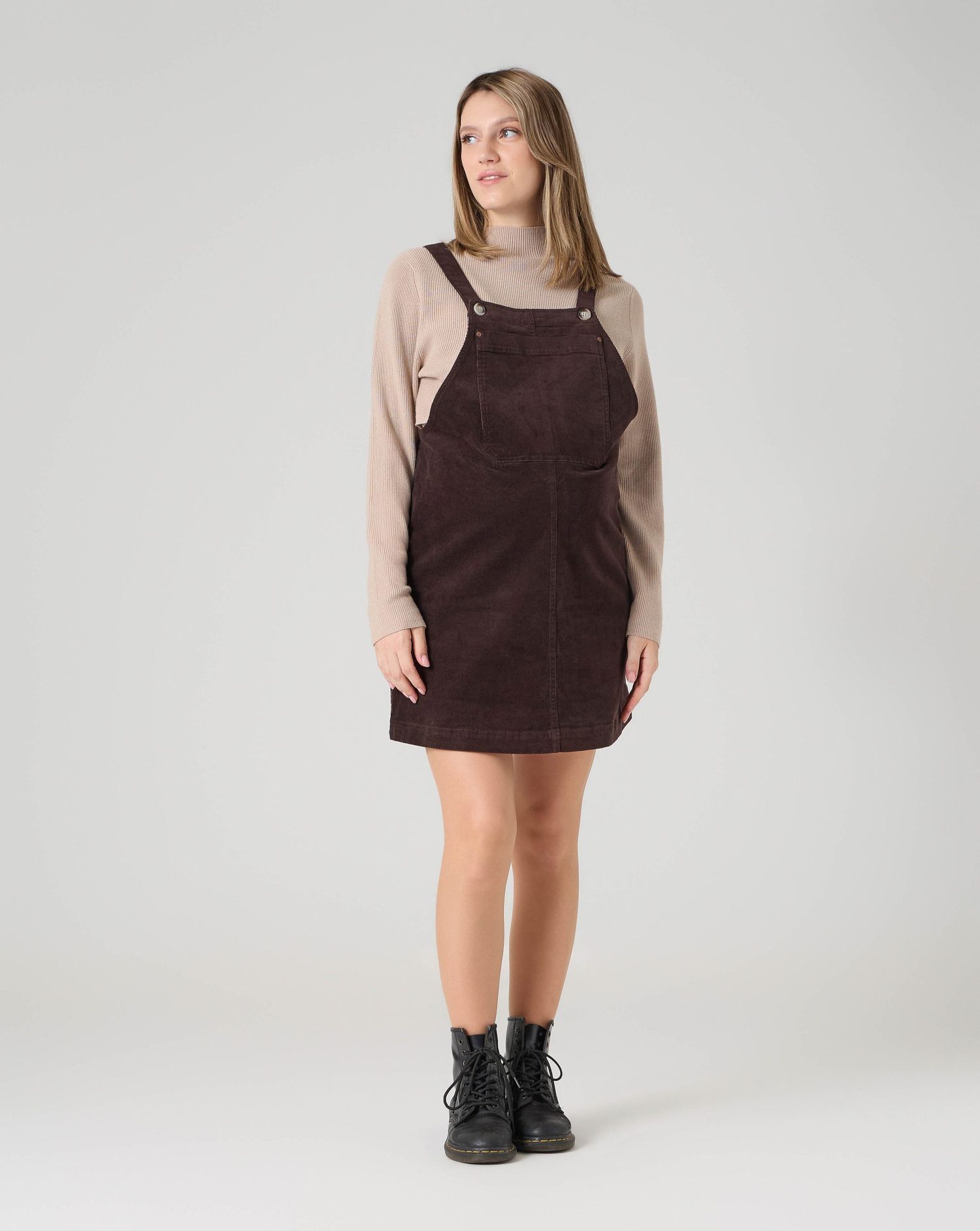 Salopette premaman velluto stretch marrone