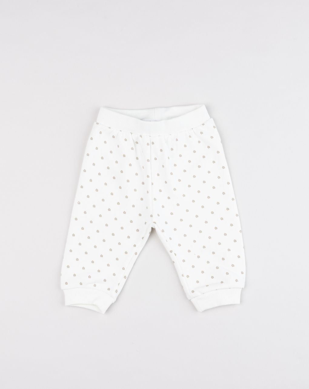 Pantalone tuta bambina bianco con stampa micro fiori