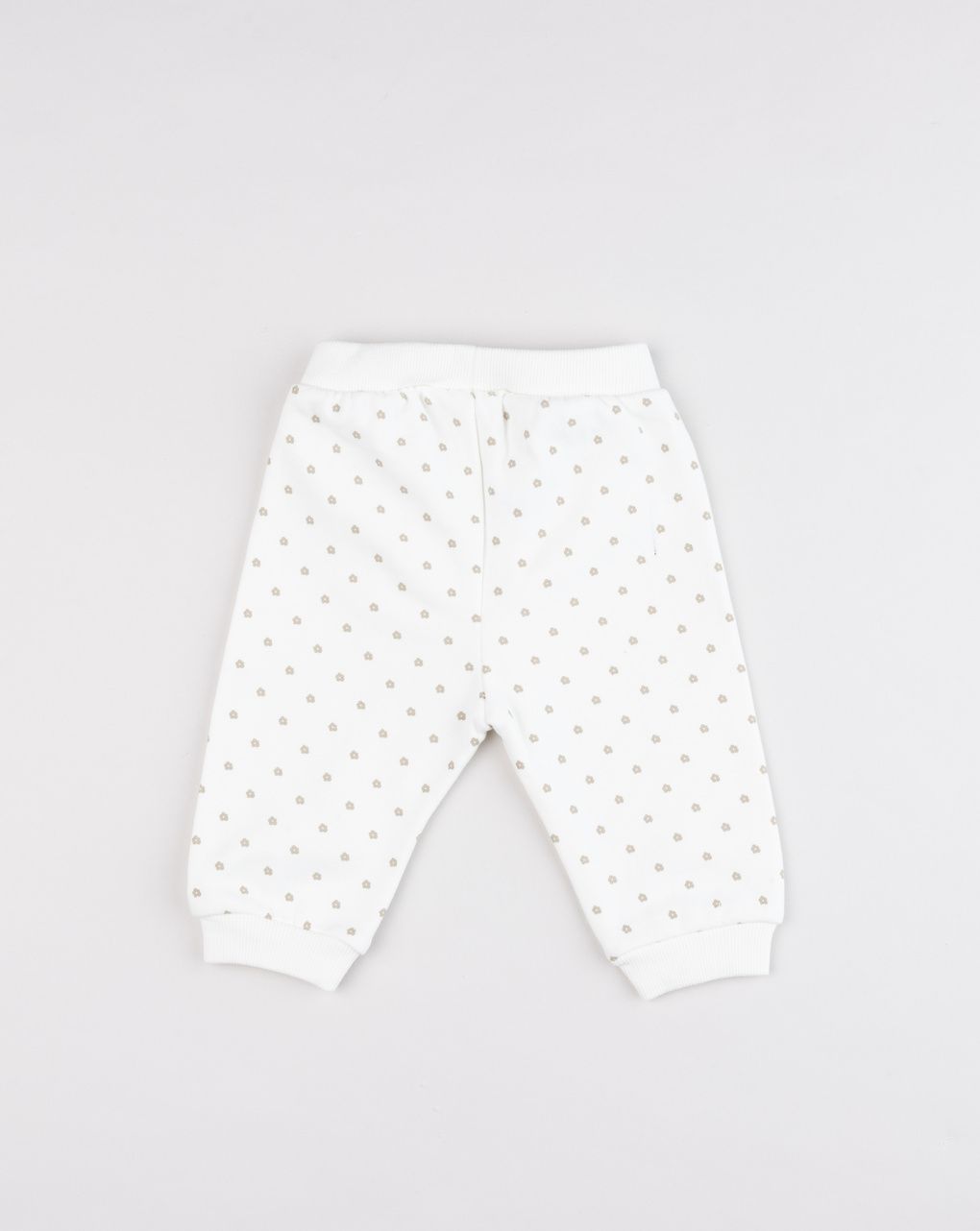 Pantalone tuta bambina bianco con stampa micro fiori