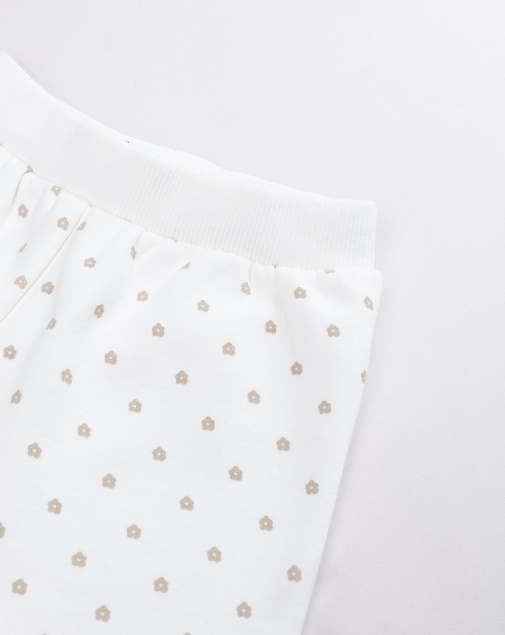 Pantalone tuta bambina bianco con stampa micro fiori