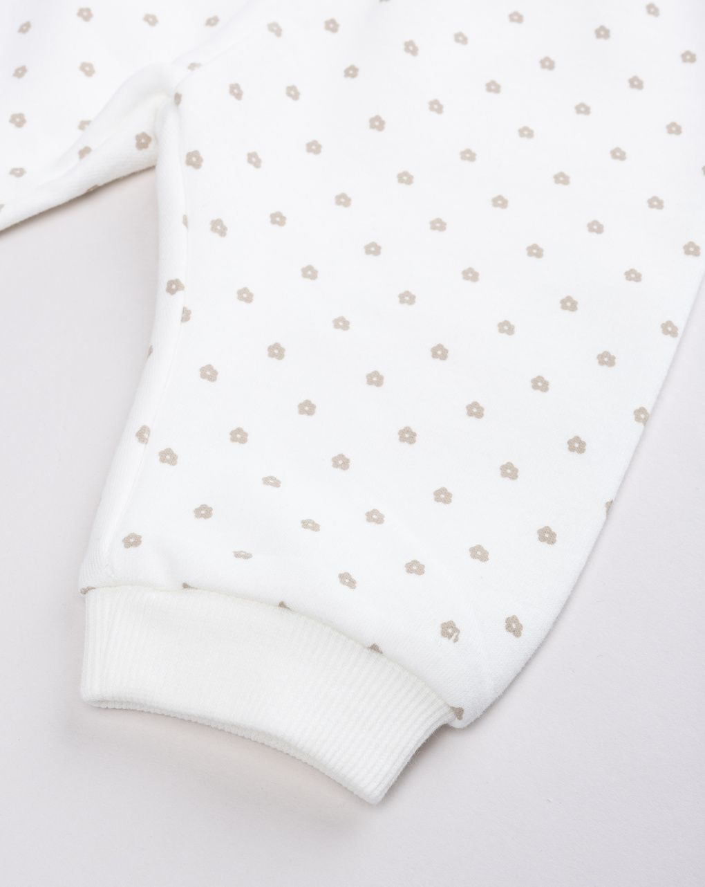Pantalone tuta bambina bianco con stampa micro fiori