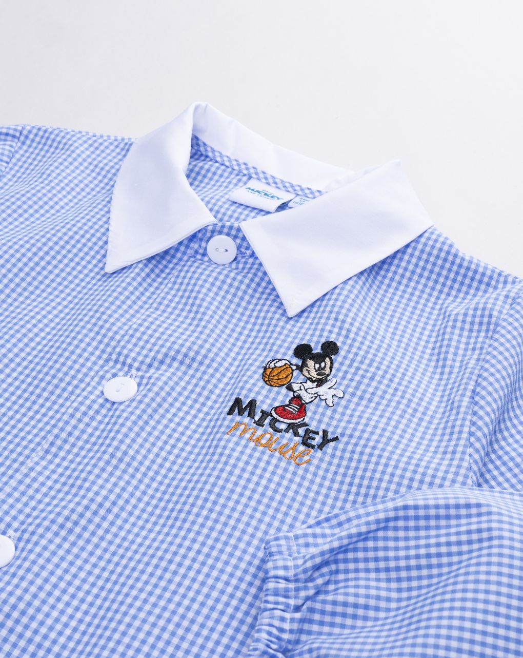 Grembiule asilo e scuola bambino azzurro a quadretti topolino disney