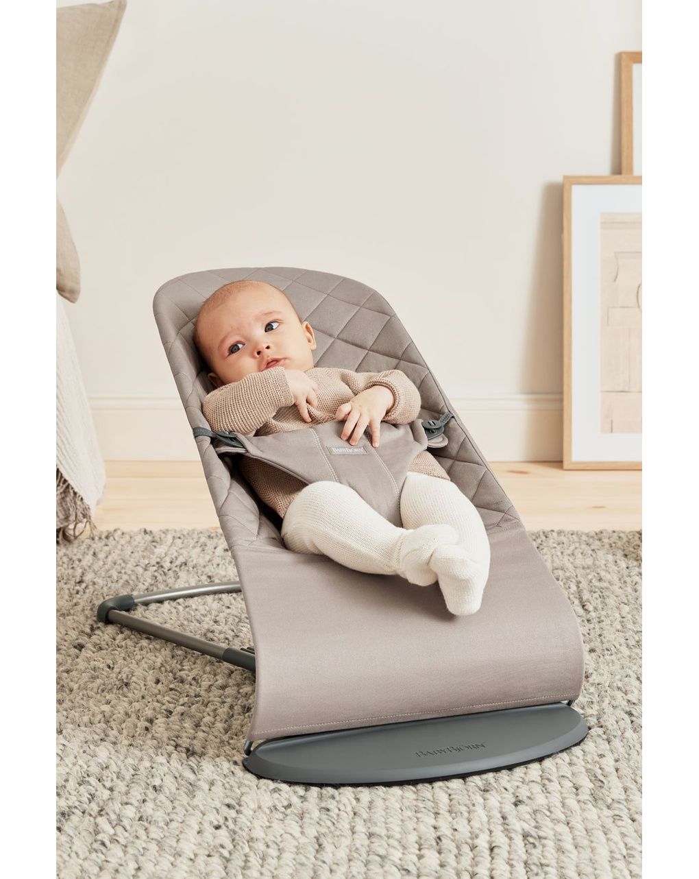 Sdraietta bliss tessuto trapunto classico grigio sabbia - babybjorn