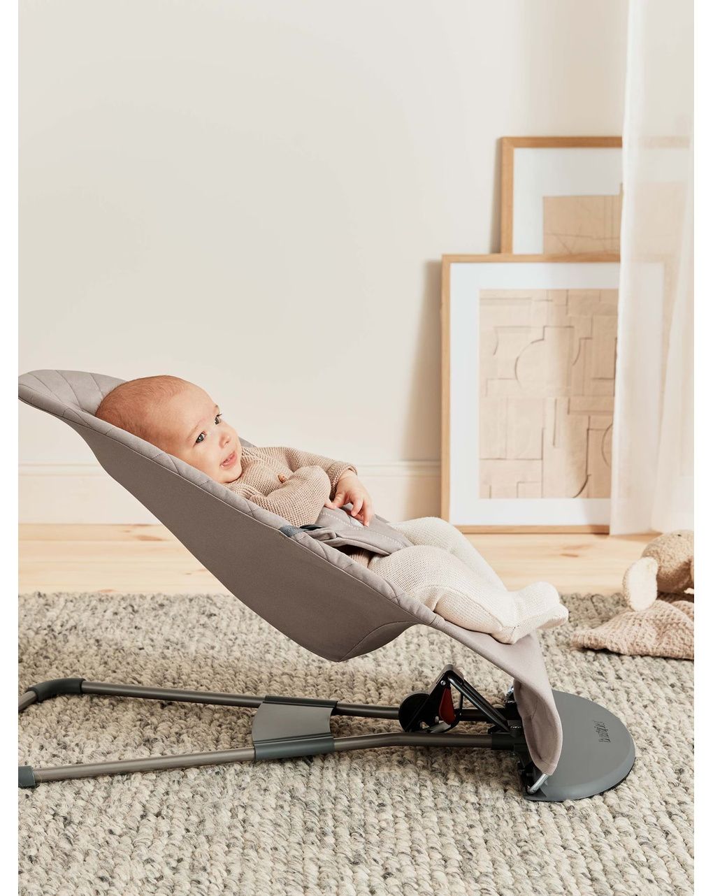Sdraietta bliss tessuto trapunto classico grigio sabbia - babybjorn