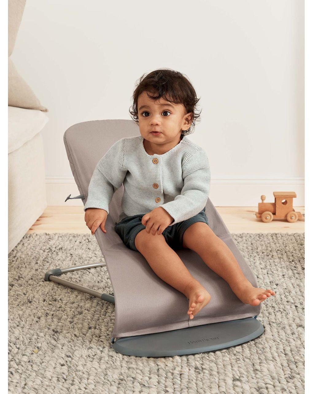 Sdraietta bliss tessuto trapunto classico grigio sabbia - babybjorn