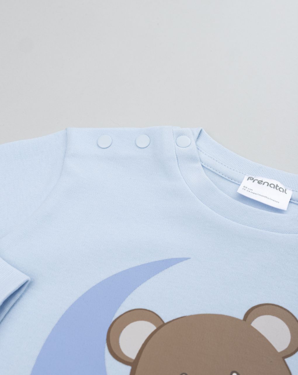 Pigiama interlock lungo due pezzi bimbo azzurro "orsetto"