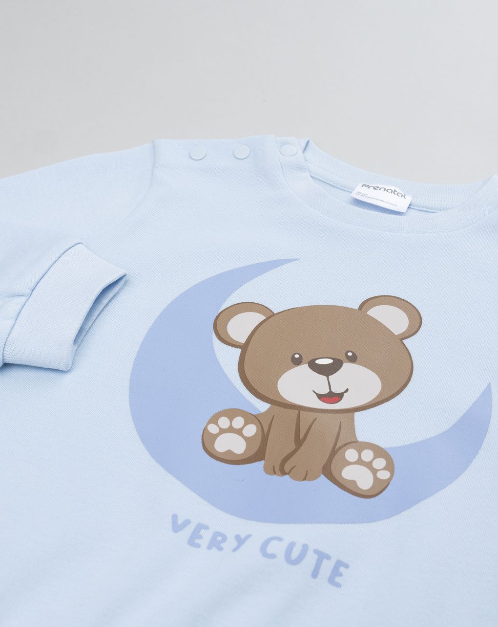 Pigiama interlock lungo due pezzi bimbo azzurro "orsetto"