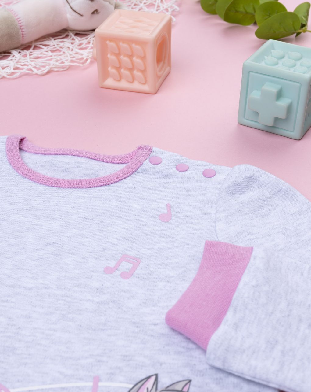 Pigiama bimba grigio/rosa aristogatti