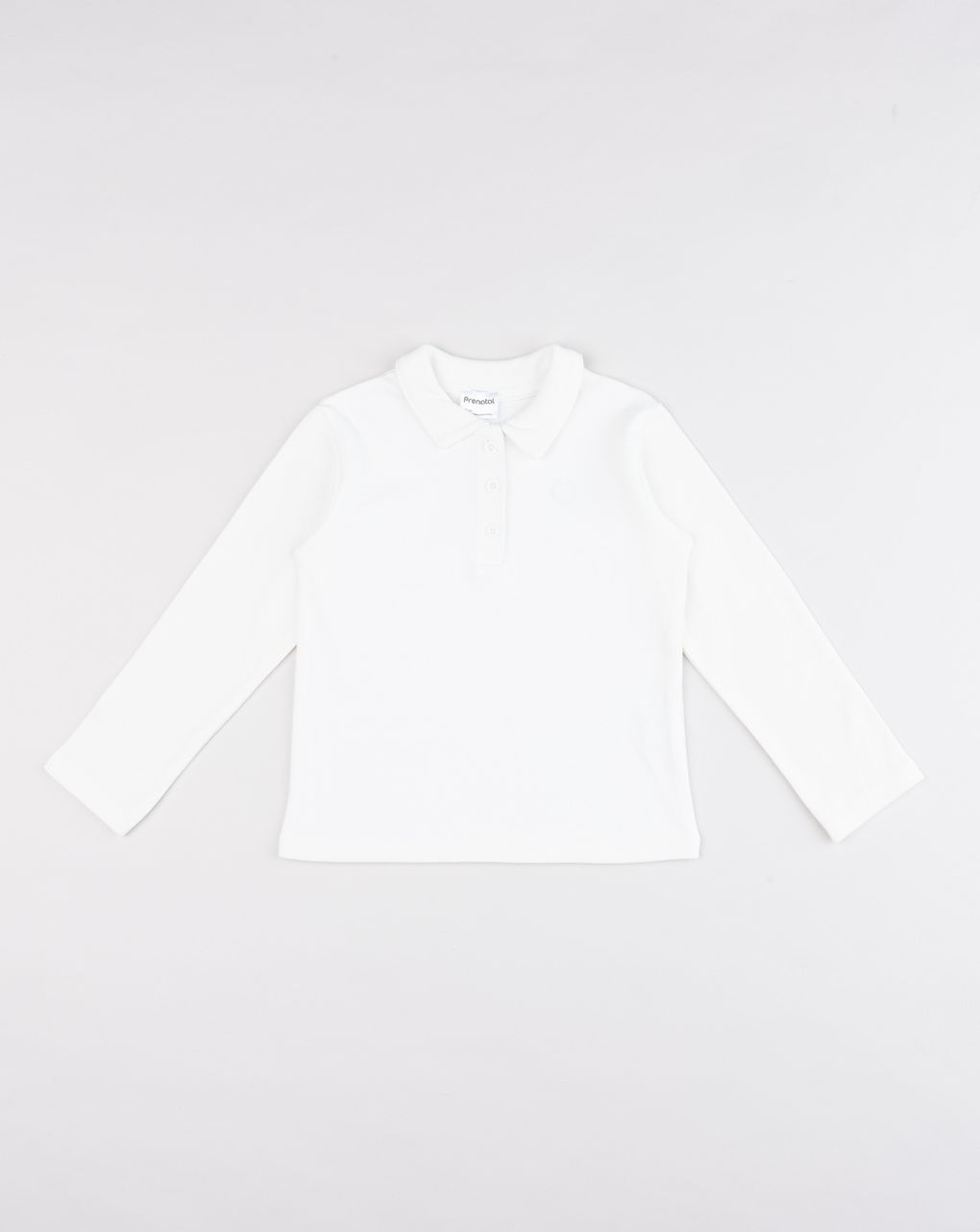 Polo bambina manica lunga bianca in cotone