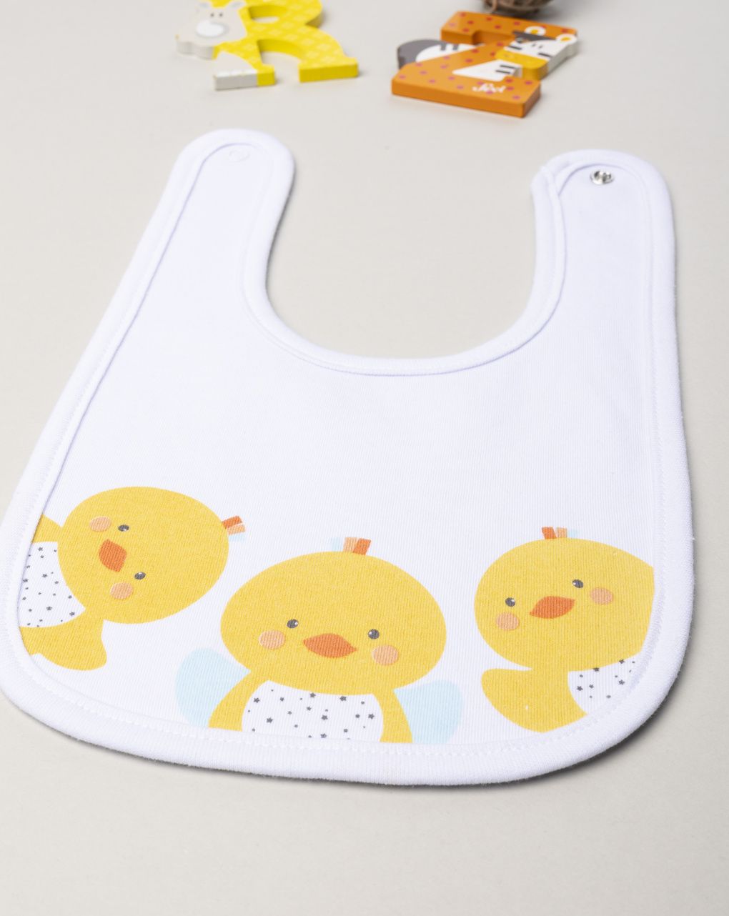 Bavaglino unisex bianco paperelle