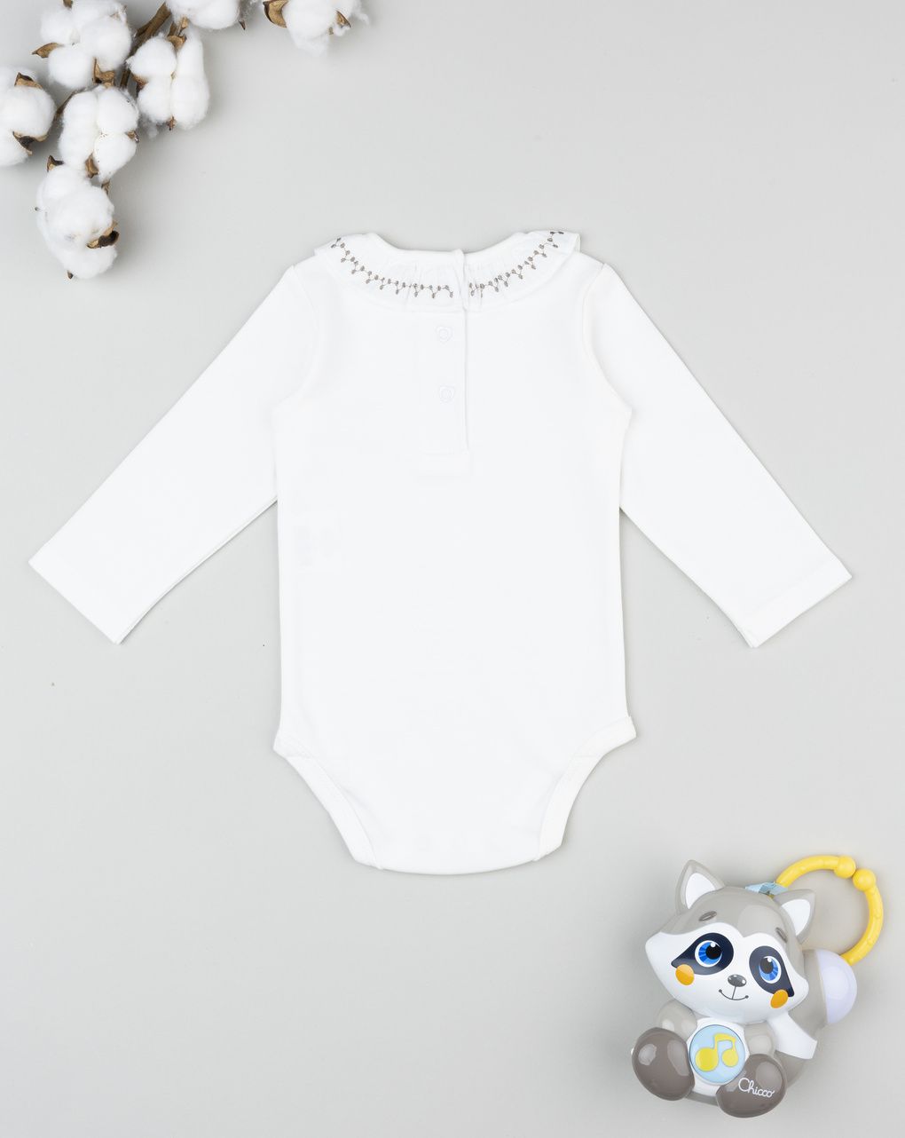 Body bimba bianco colletto ricamato