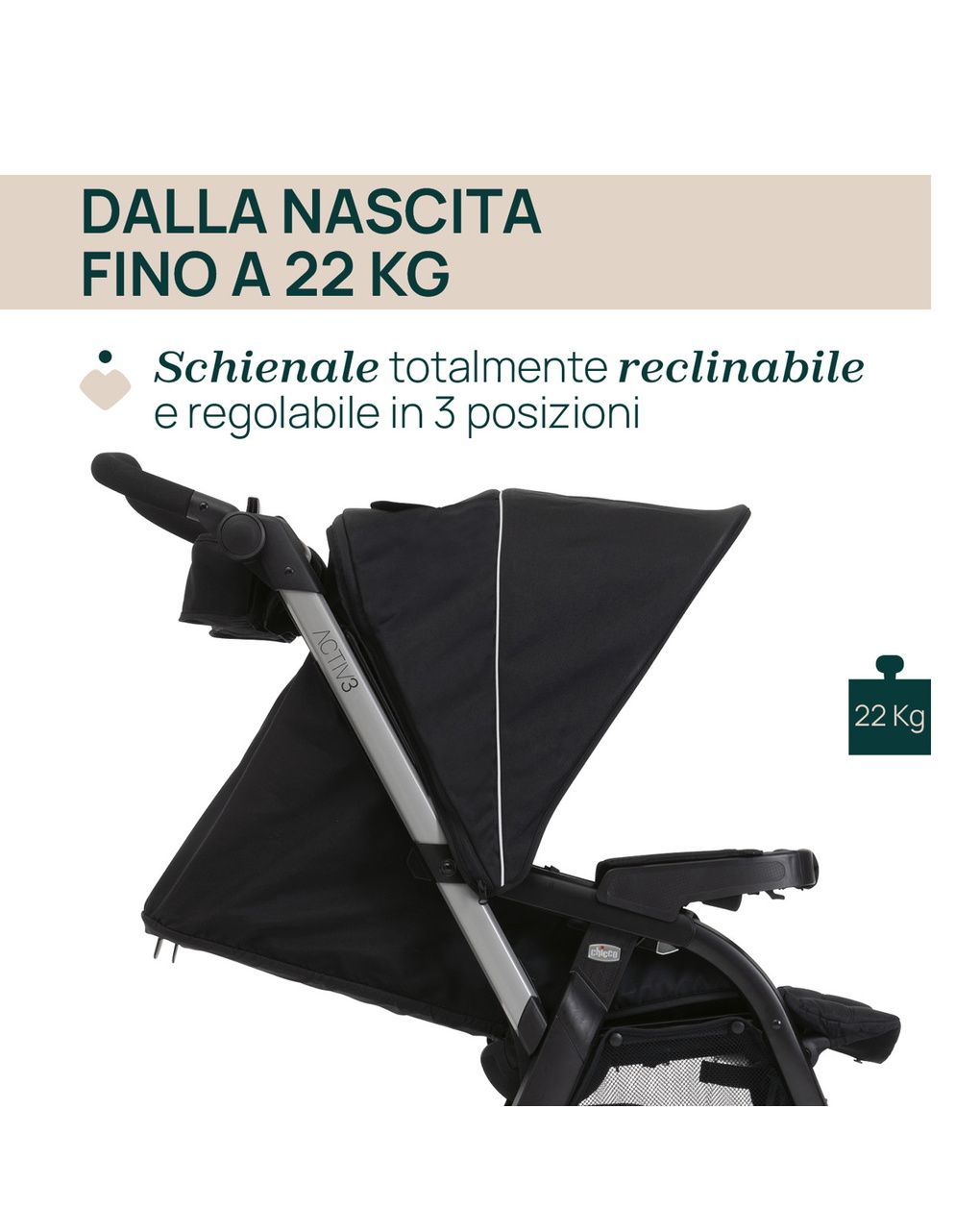 Passeggino activ3 ebony - chicco
