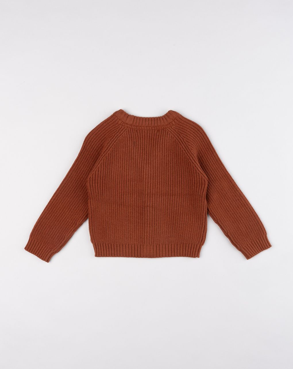 Cardigan bimbo in maglia a coste ruggine con orsetto