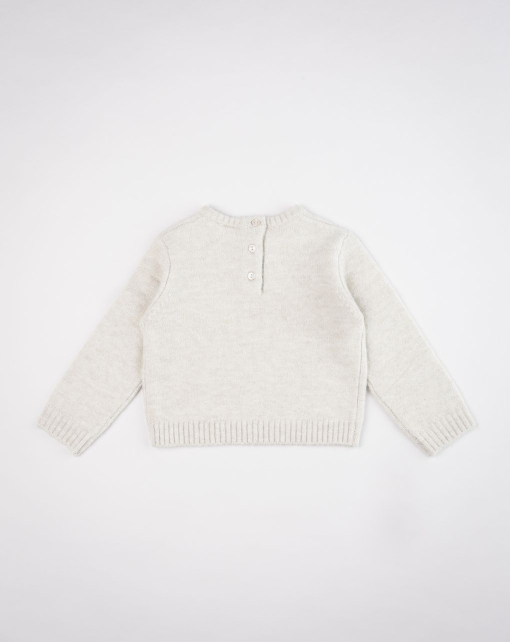 Maglioncino in maglia beige bimba con fiorellini ricamati