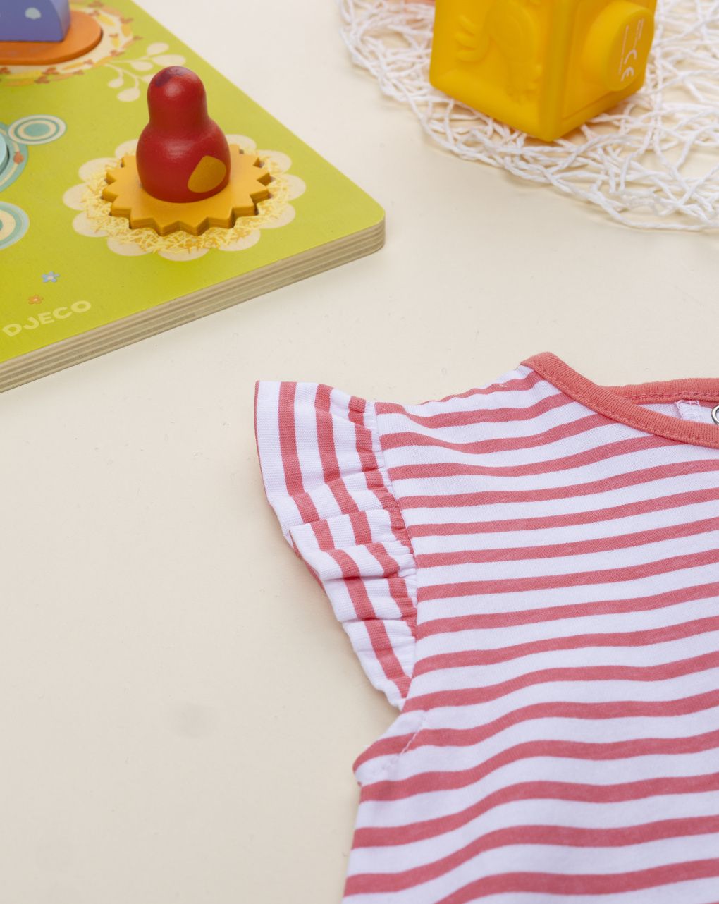 Pagliaccetto bimba rosa rigato ciliegia