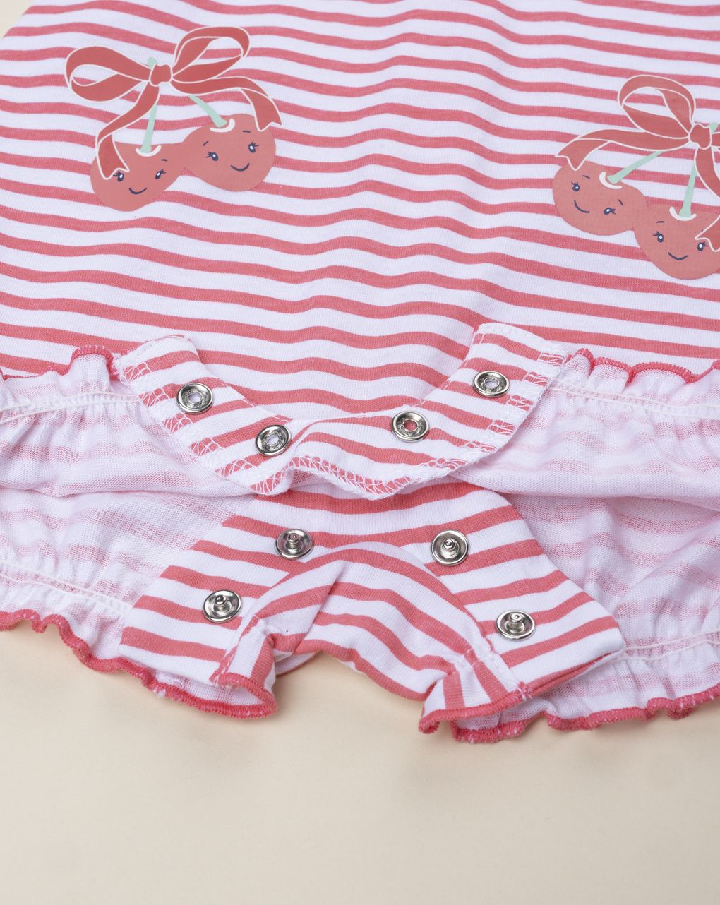 Pagliaccetto bimba rosa rigato ciliegia