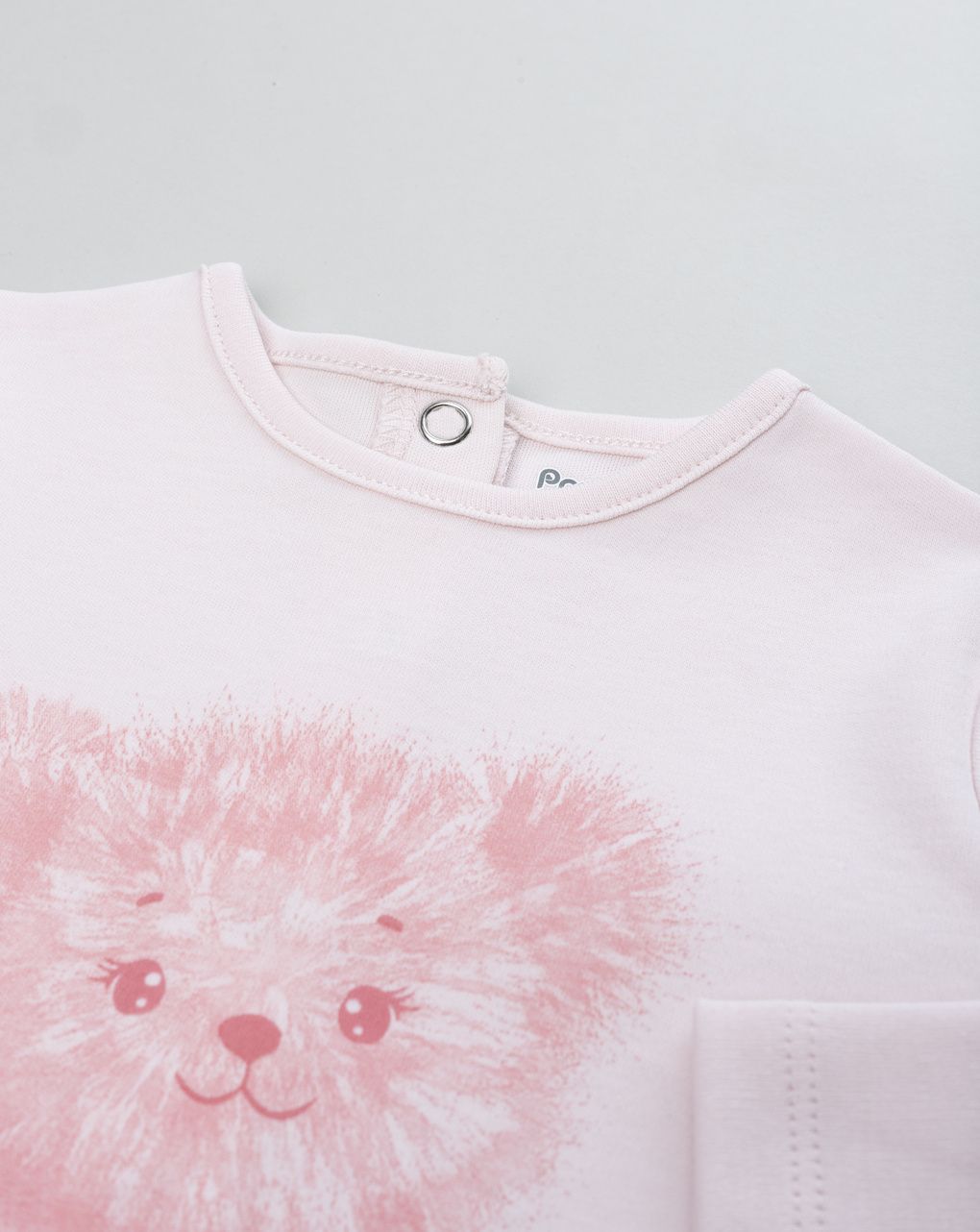 Tutina interlock con piedi bimba rosa "orsetto"