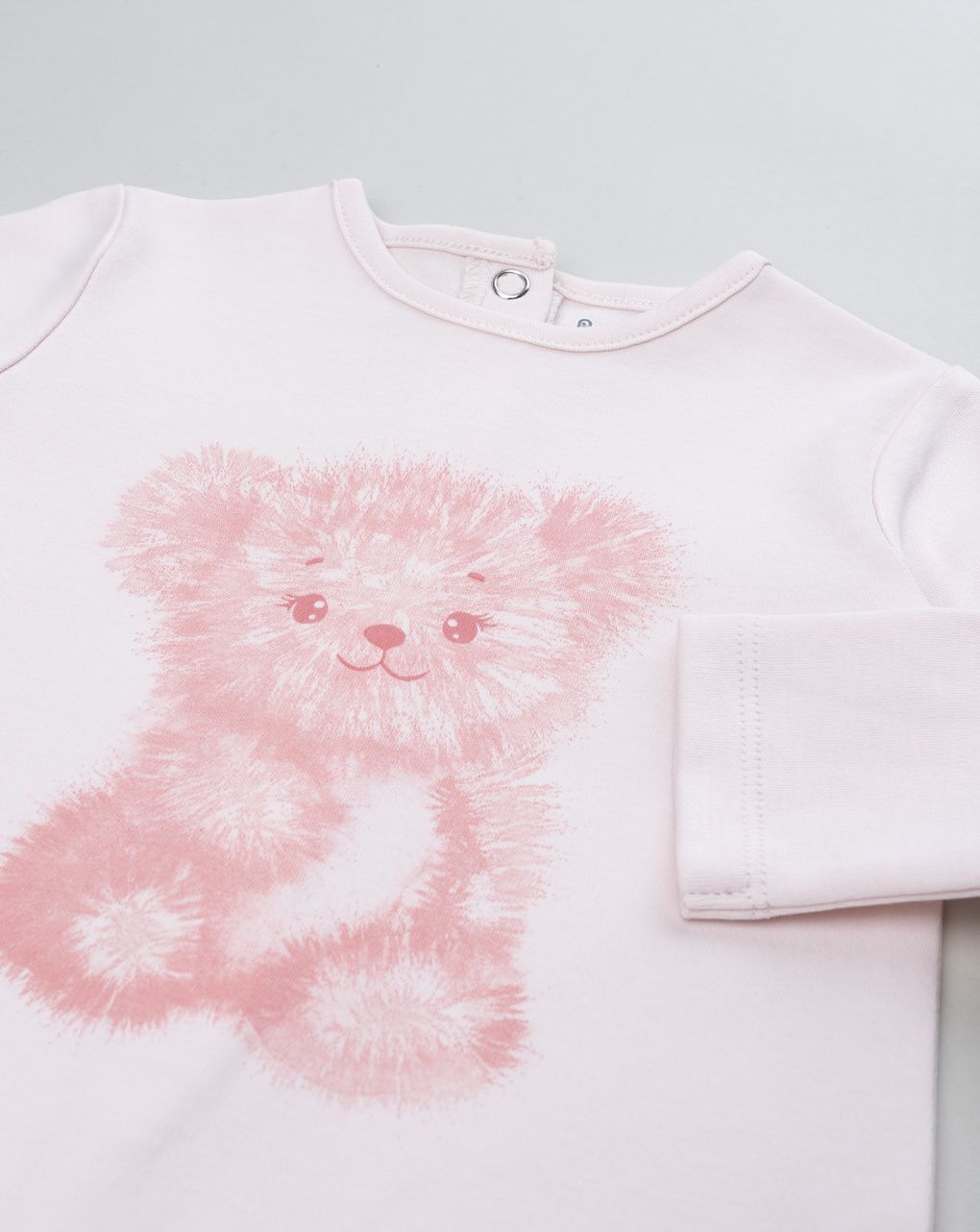 Tutina interlock con piedi bimba rosa "orsetto"