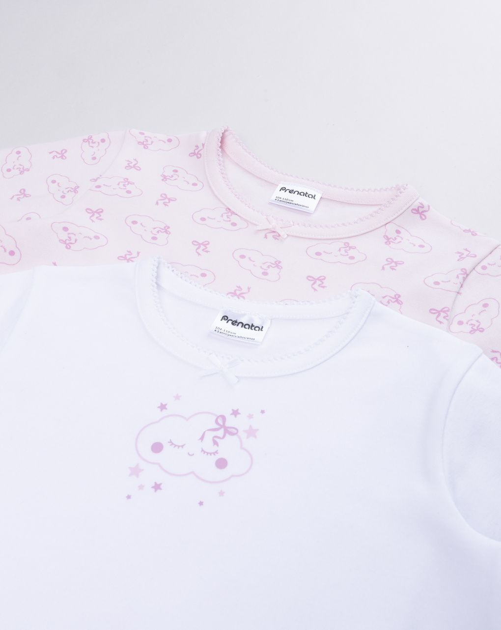 Pack 2 t-shirt intime bambina bianco/rosa