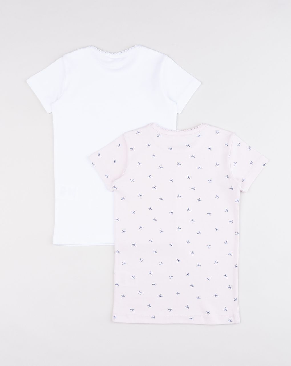 Pack 2 t-shirt intime bambina bianco/rosa fiocchi