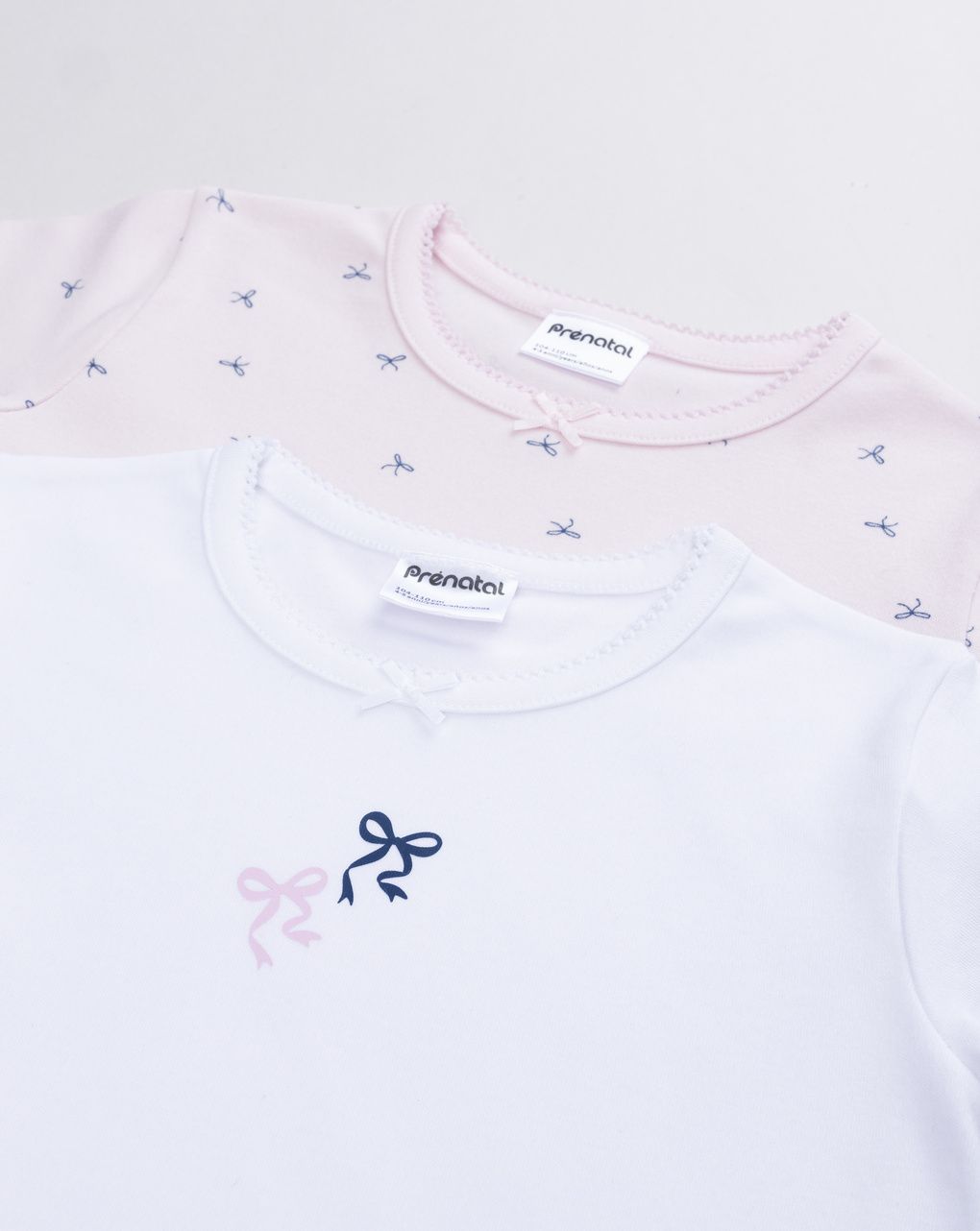Pack 2 t-shirt intime bambina bianco/rosa fiocchi