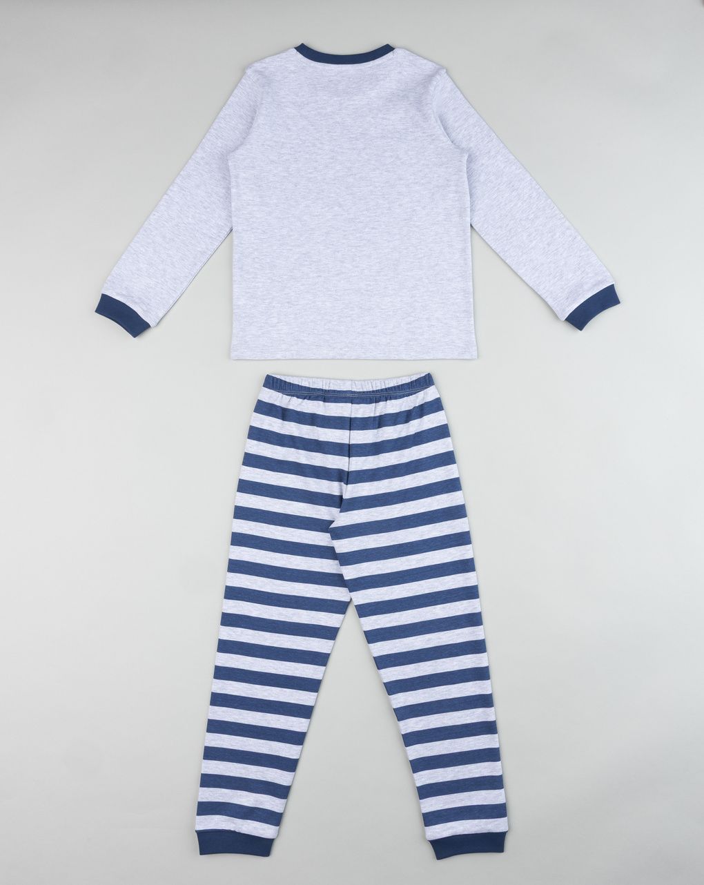 Pigiama 2 pezzi interlock bimbo grigo/blu dinosauri