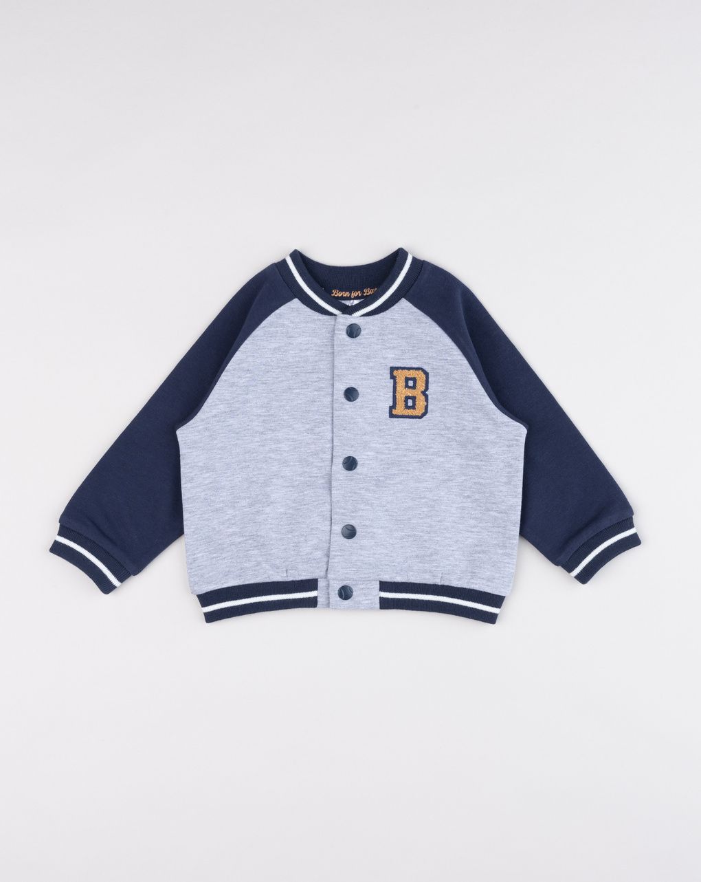 Felpa bimbo baseball grigio/blu