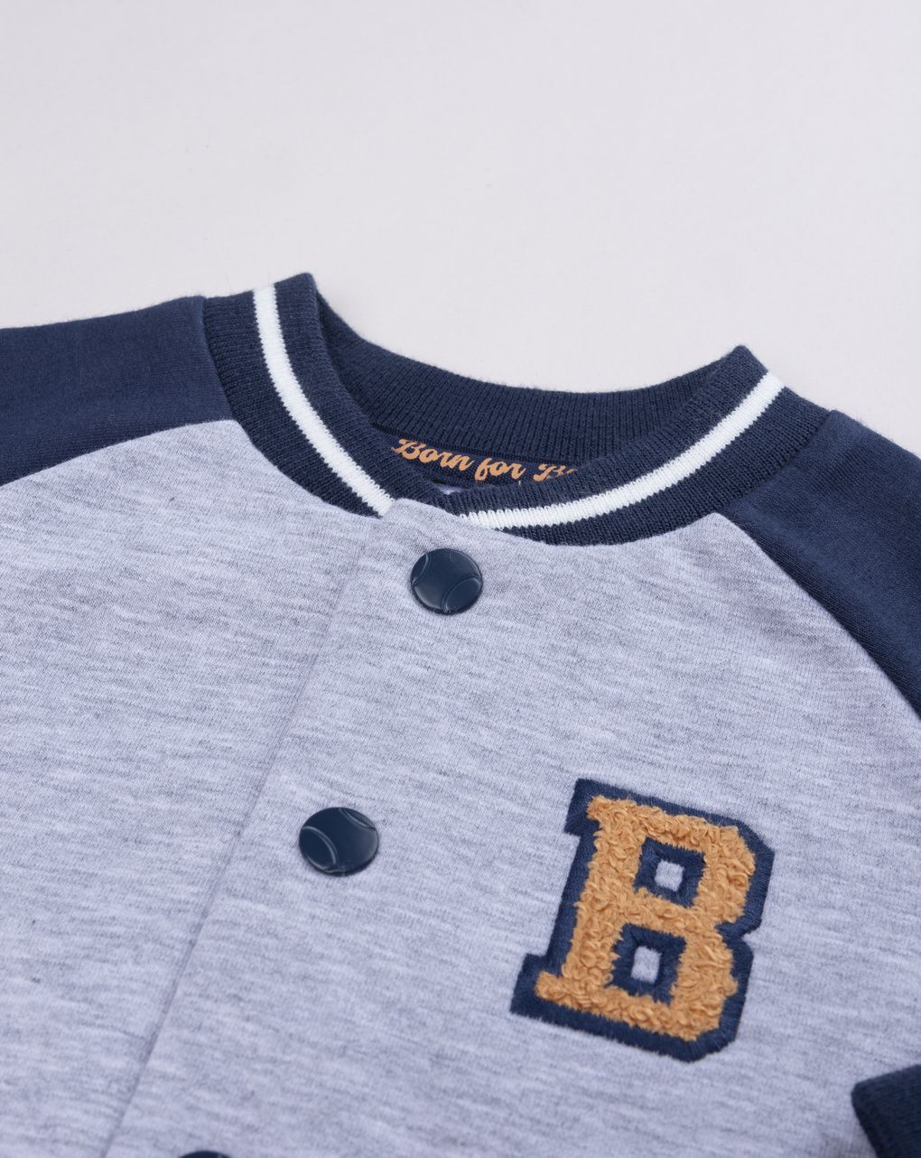 Felpa bimbo baseball grigio/blu