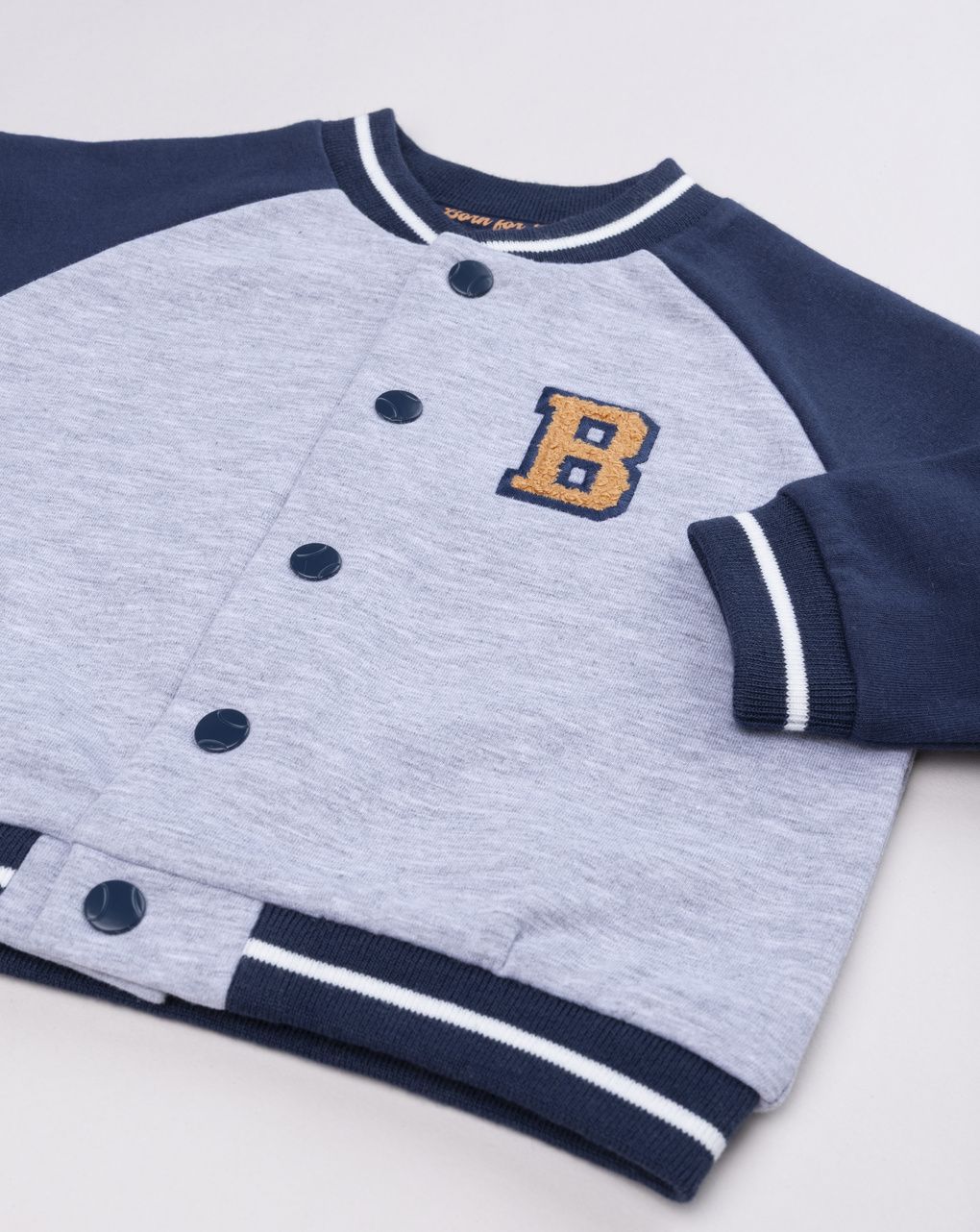 Felpa bimbo baseball grigio/blu