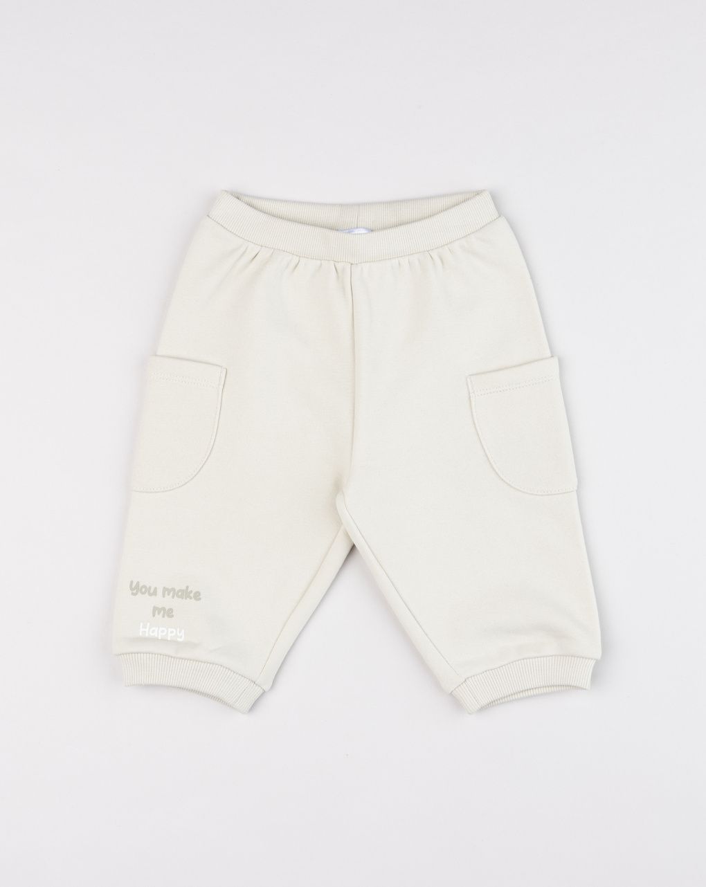 Pantalone felpato bimbo panna con tasconi