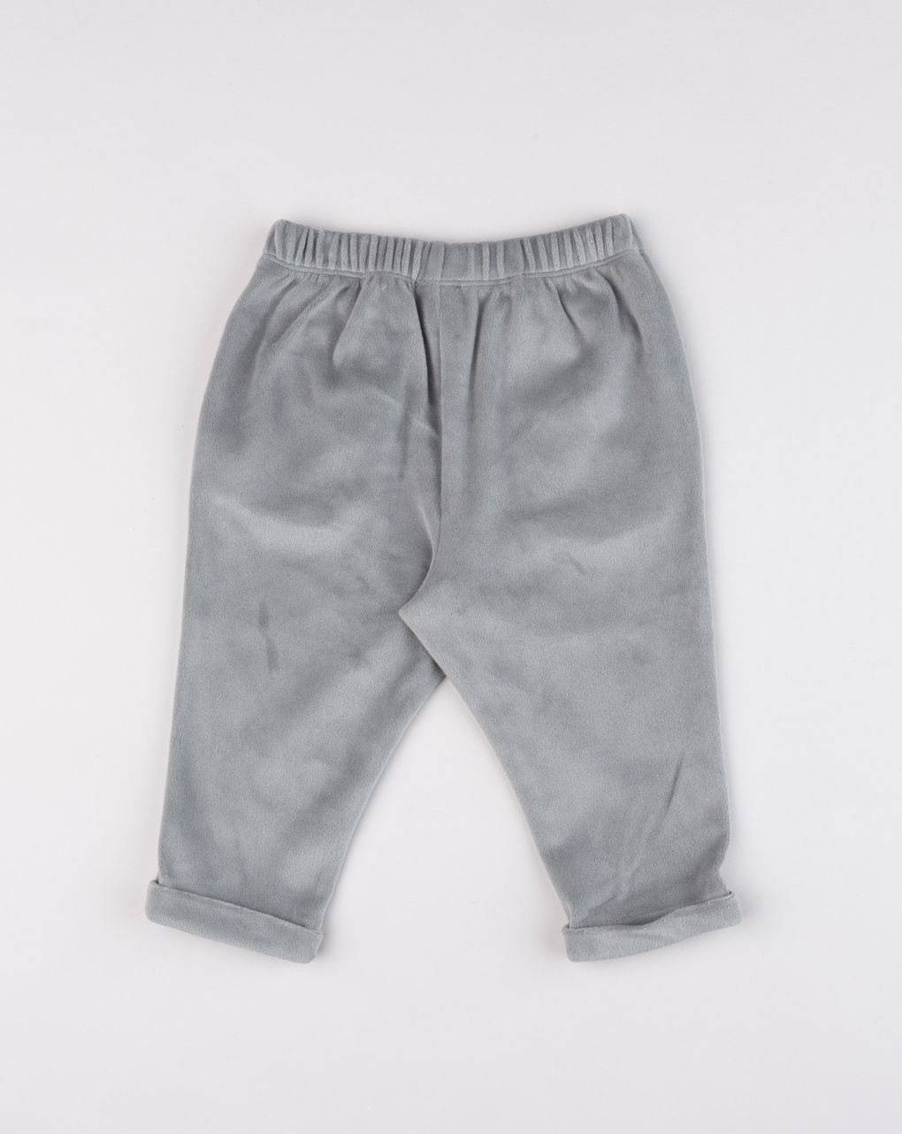 Pantaloni in ciniglia da bimba grigio con margherita