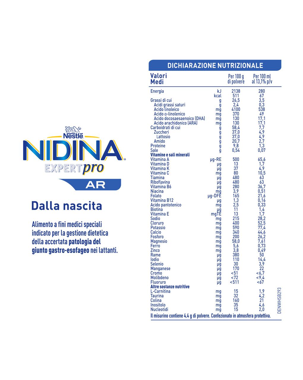 Nidina expertpro ar alimento a fini medici speciali in polvere, latta 800g - nestle'