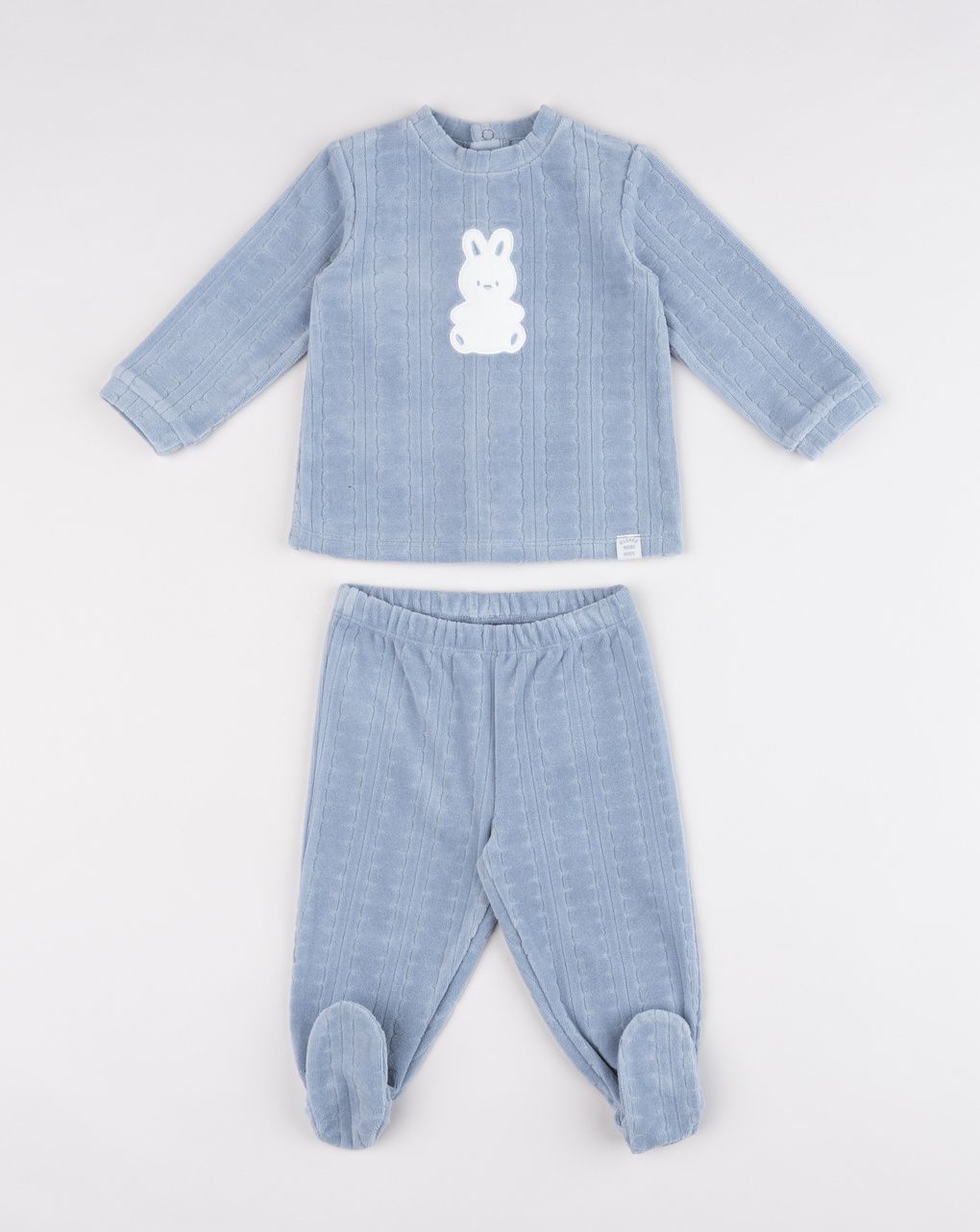 Completino in ciniglia maglia più pantalone azzurro