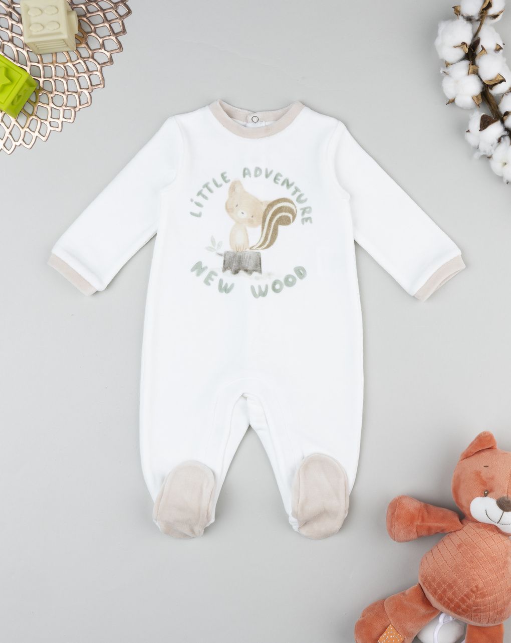 Tutina neonato bianca stampa animali del bosco