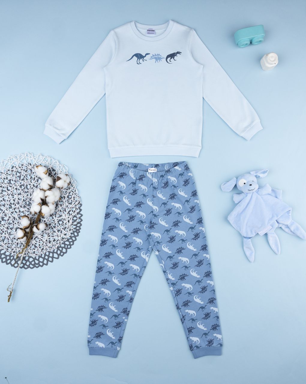 Pigiama leggero bambino azzurro dinosauri