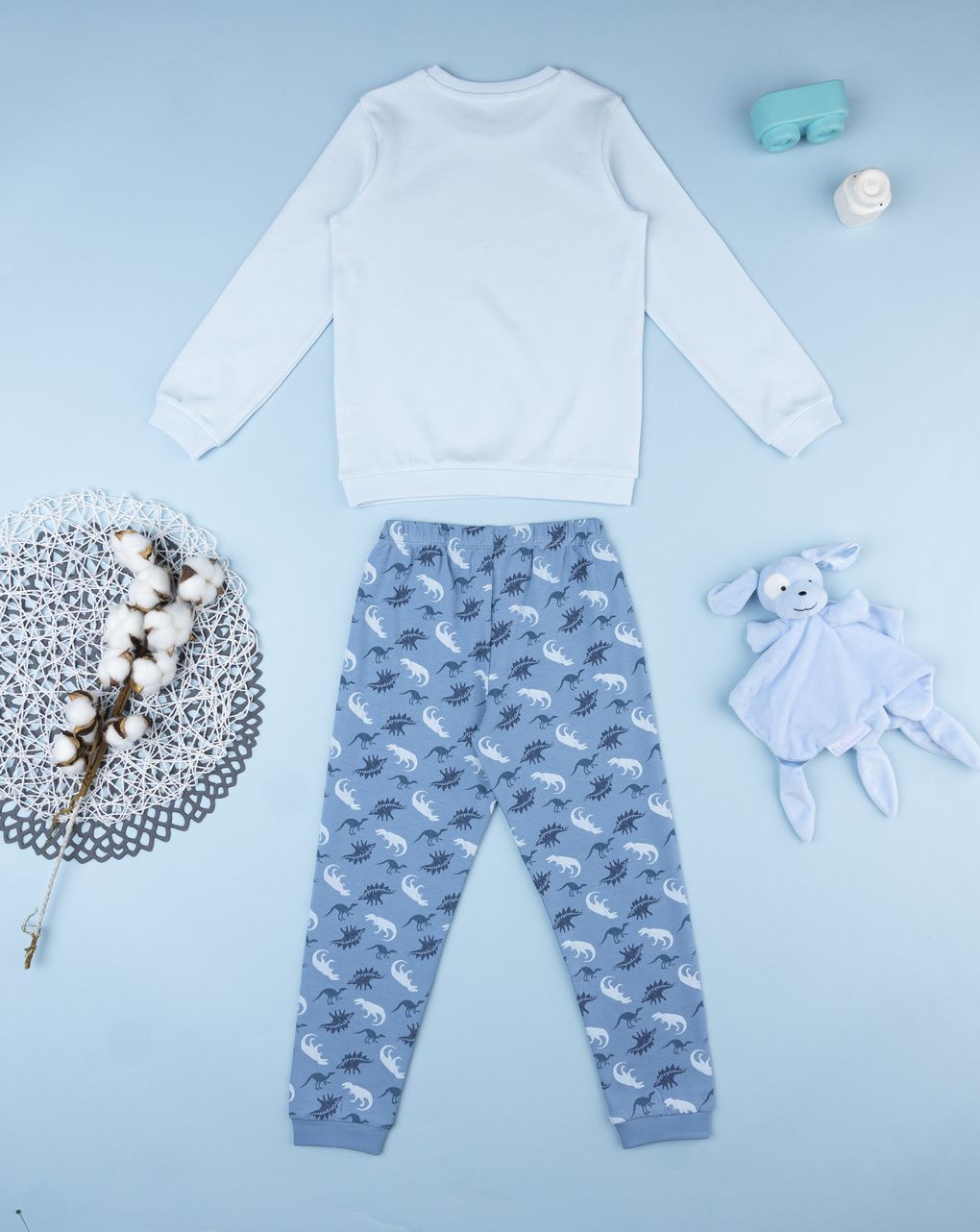Pigiama leggero bambino azzurro dinosauri