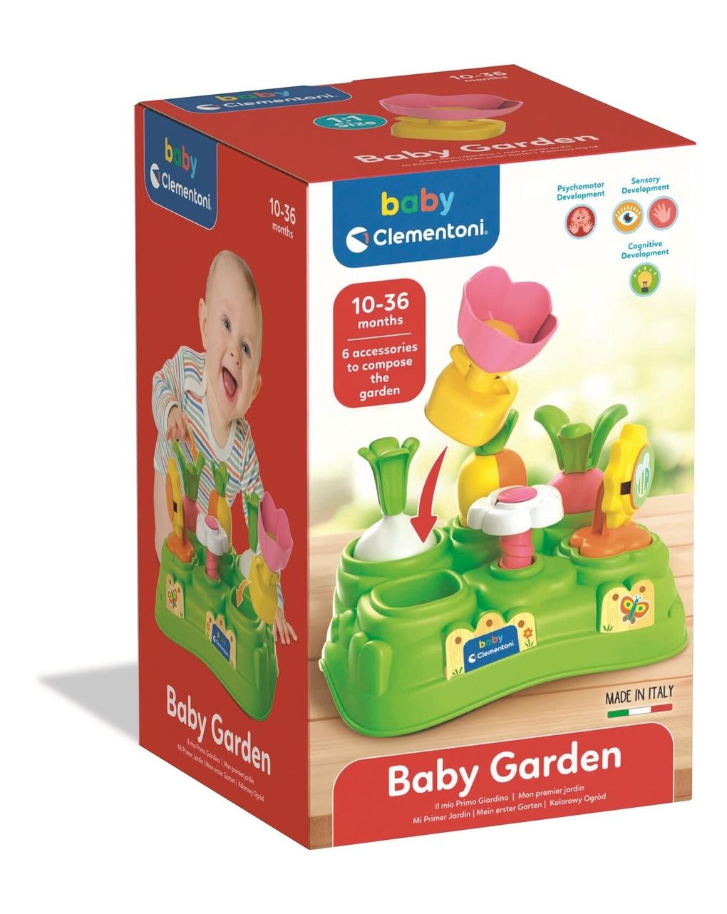 Baby clementoni - baby garden, gioco prima infanzia 10 - 36 mesi, made in italy