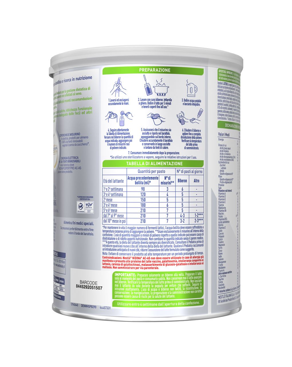 Nidina expertpro ac-as alimento a fini medici speciali in polvere, 800g - nestle'