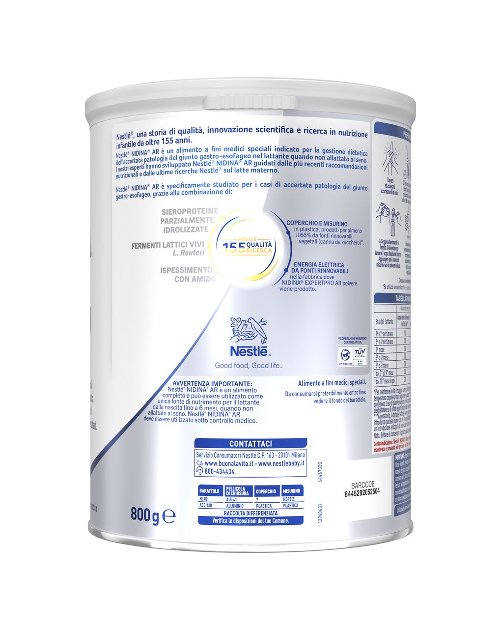 Nidina expertpro ar alimento a fini medici speciali in polvere, latta 800g - nestle'