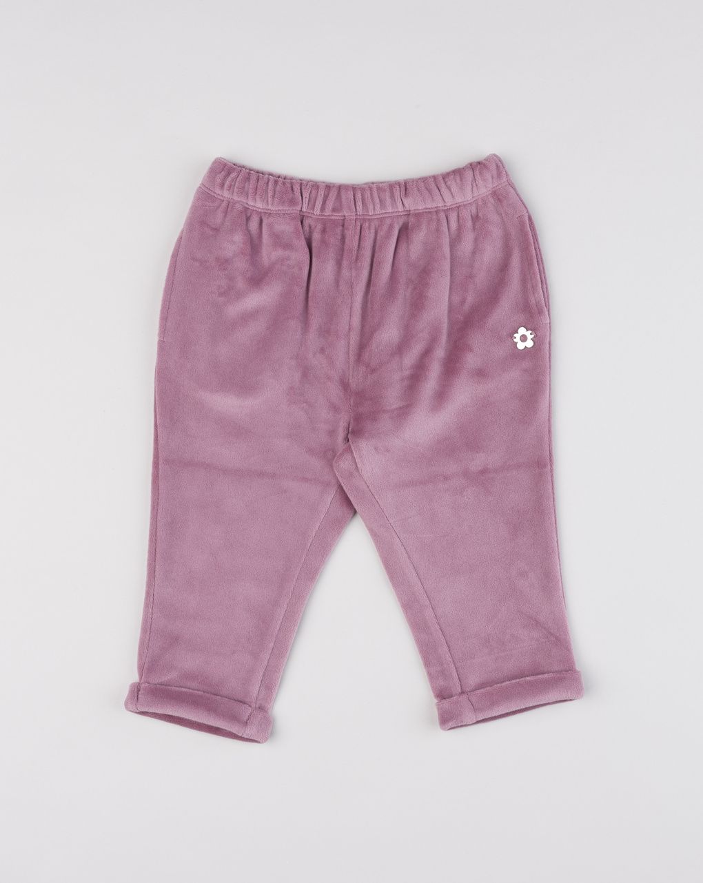 Pantalone ciniglia bimba rosa con margherita