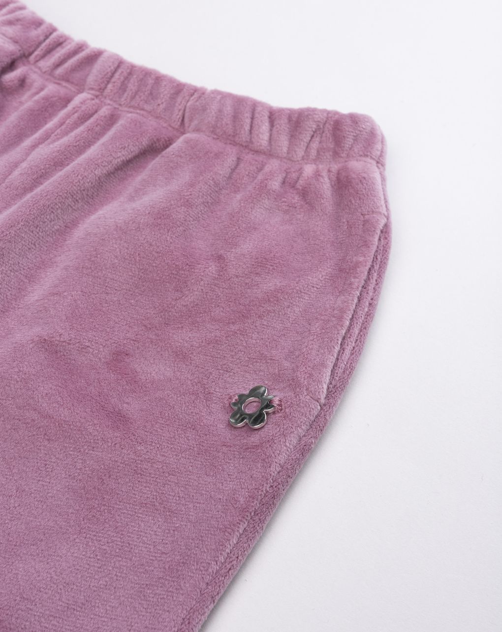 Pantalone ciniglia bimba rosa con margherita