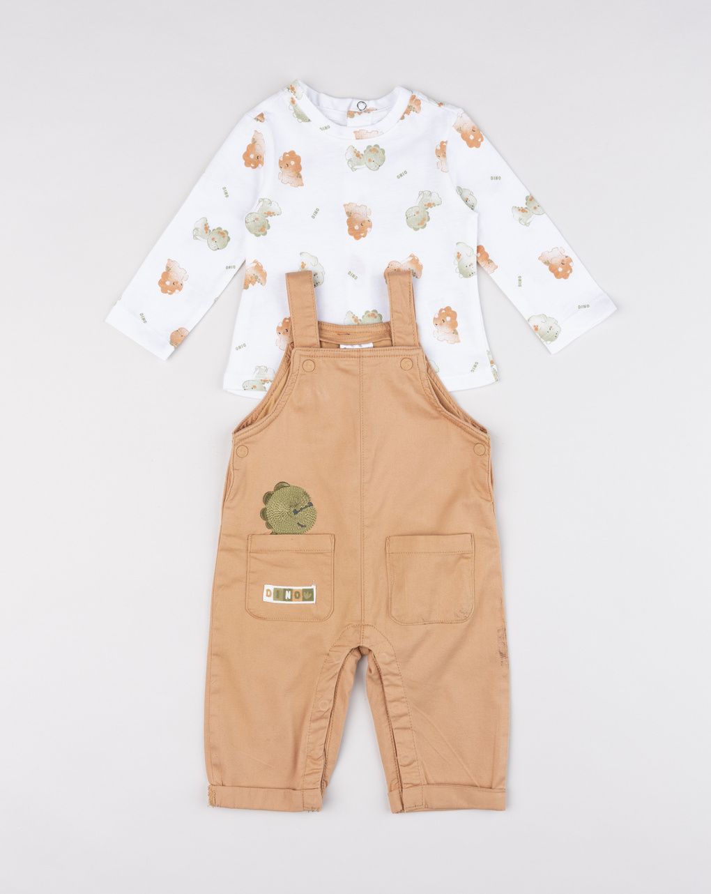Completo neonato salopette e maglia "baby dino"