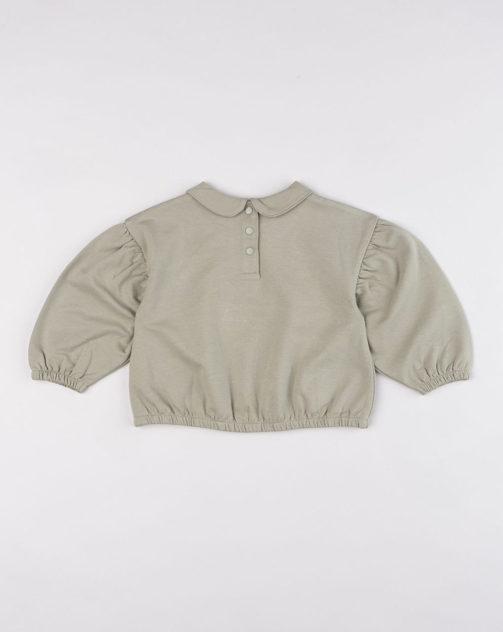 Felpa bimba verde con colletto e pattern gatti