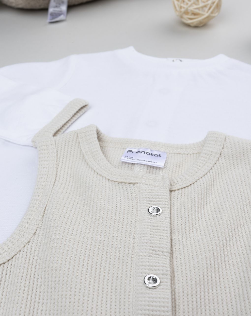 Completo bimbo salopette beige