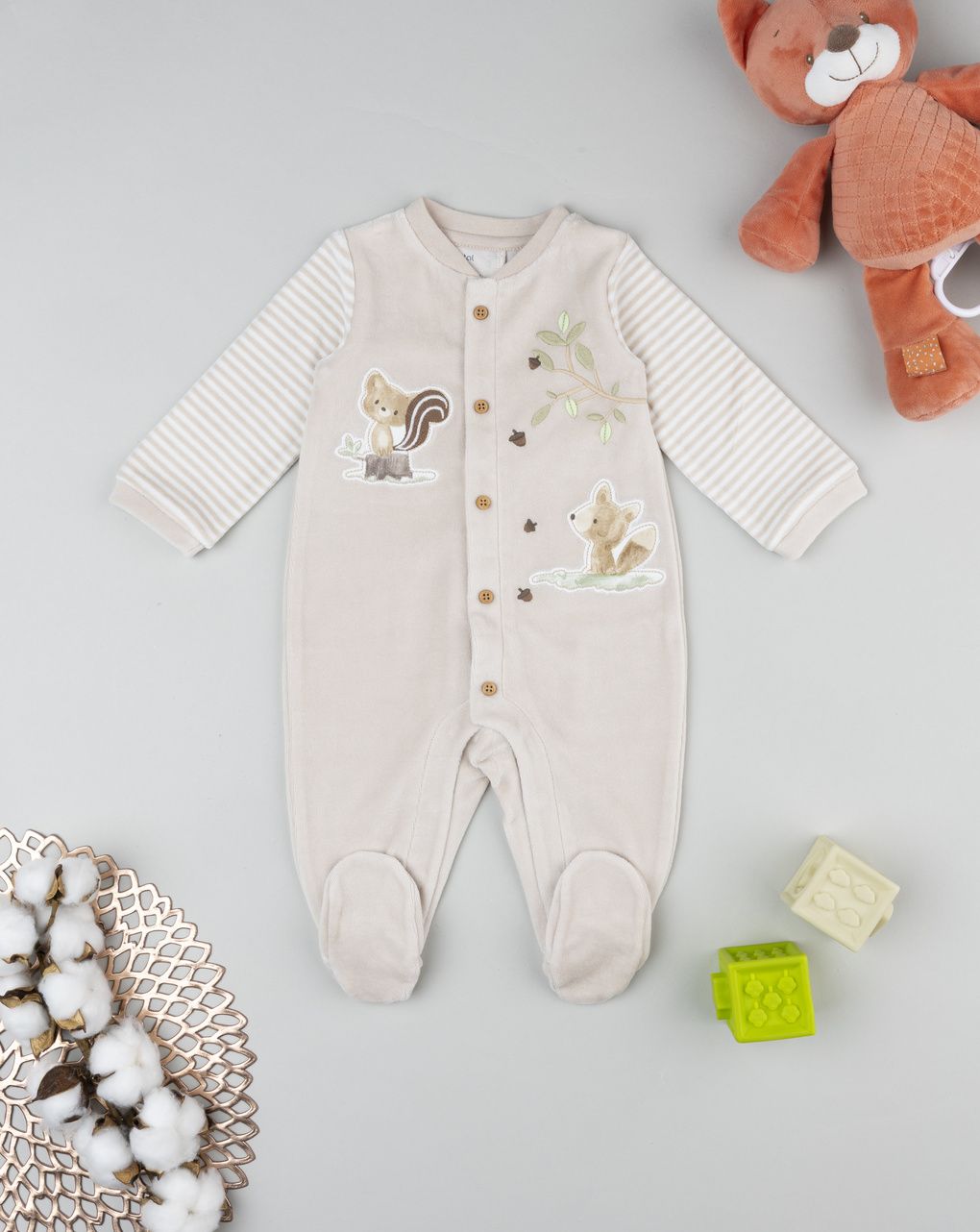 Tutina bimbo neonato ciniglia eige nimali del bosco