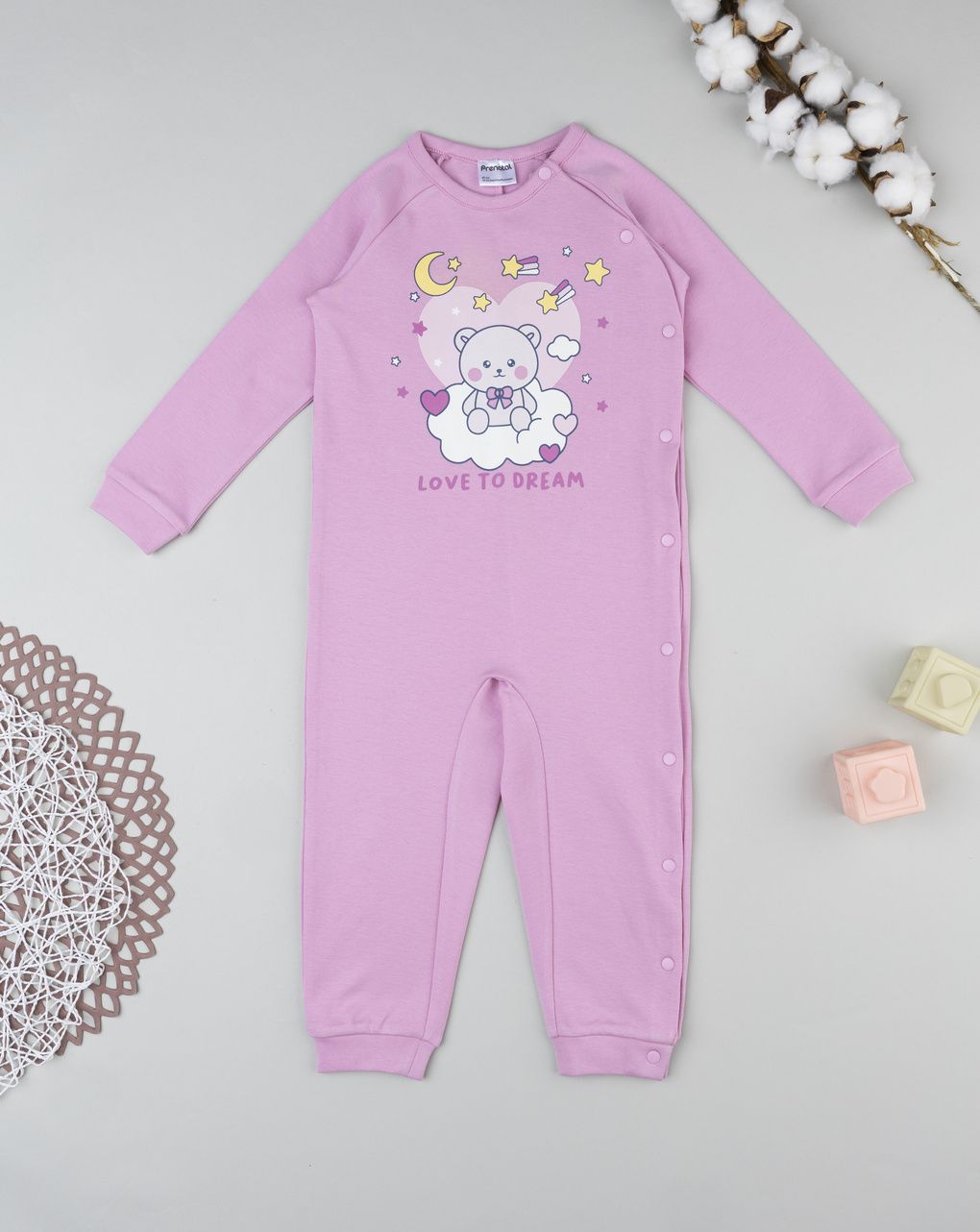 Pigamone leggero bimba orso rosa